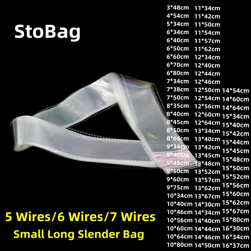 StoBag 100 шт 5 проводов/7 проводов маленький длинный прозрачный пластиковый