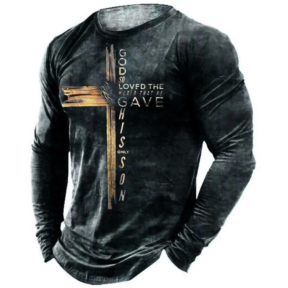 

Men's T-shirts Oversized Vintage Knight Templar Usa Flag 3d Printing Fashion Shirt Loose Long Sleeve Pullover Blouse Tops Ue