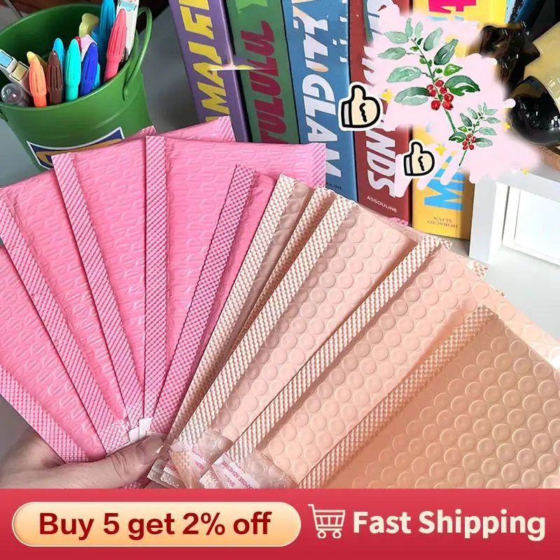 

10pcs Pink Purple Bubble Bag Thicked Express Package Bag Self Adhesive Courier Shipping Mailers Sticker Holder