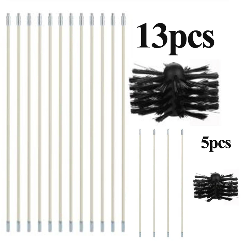 

Professional 1set Brush 12pcs Rod Cleaner Chimney Boiler Nylon Brush Dryer Duct Cleaning Tool Kit for Household Industrial Use