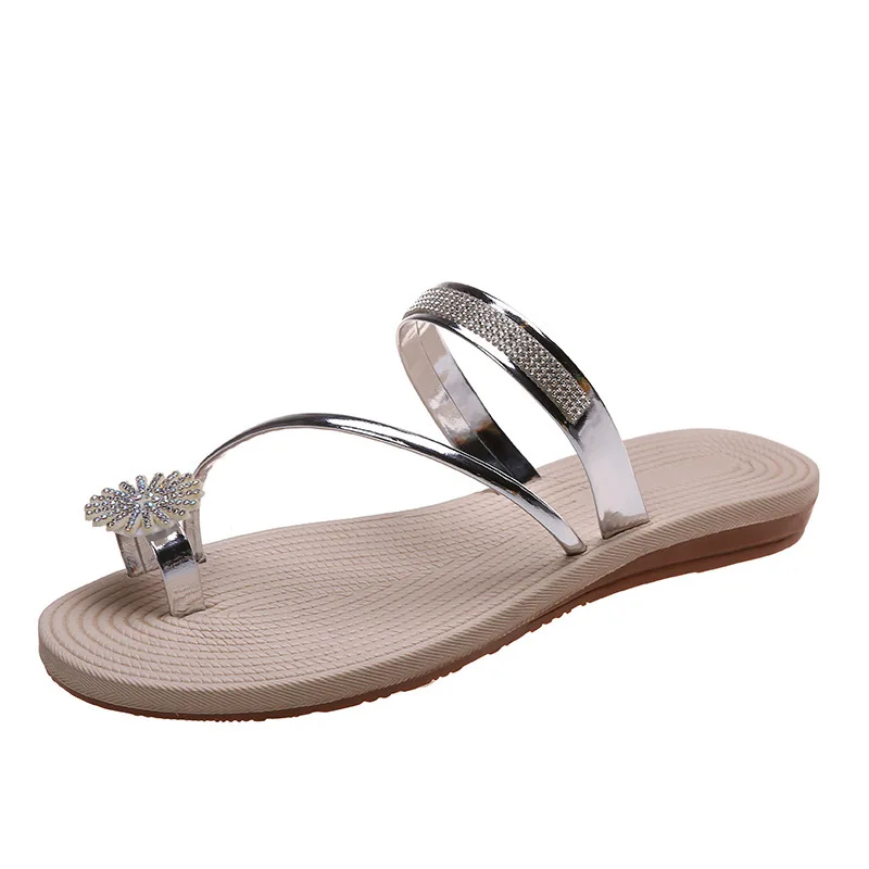 Women's Sandals Summer 2023 Beach Sandals Women's Outwear Summer New Rhinestone Toe Slippers Women Shoes Free Shipping Offer