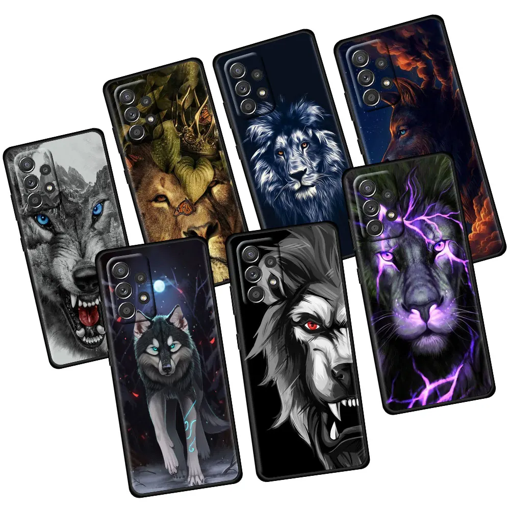 

Celular Silicone Case Coque Samsung Galaxy A12 A50 A51 A52 A32 A72 A21s A71 A30s A10s 5G A30 A10e A42 A90 Capinha Wolf Lion