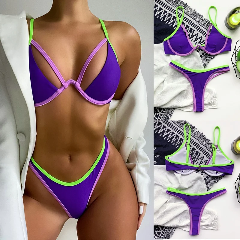 

Купальник-Бикини на косточках Женский, пикантный купальник из 2 предметов, летний купальный костюм, бразильский комплект бикини