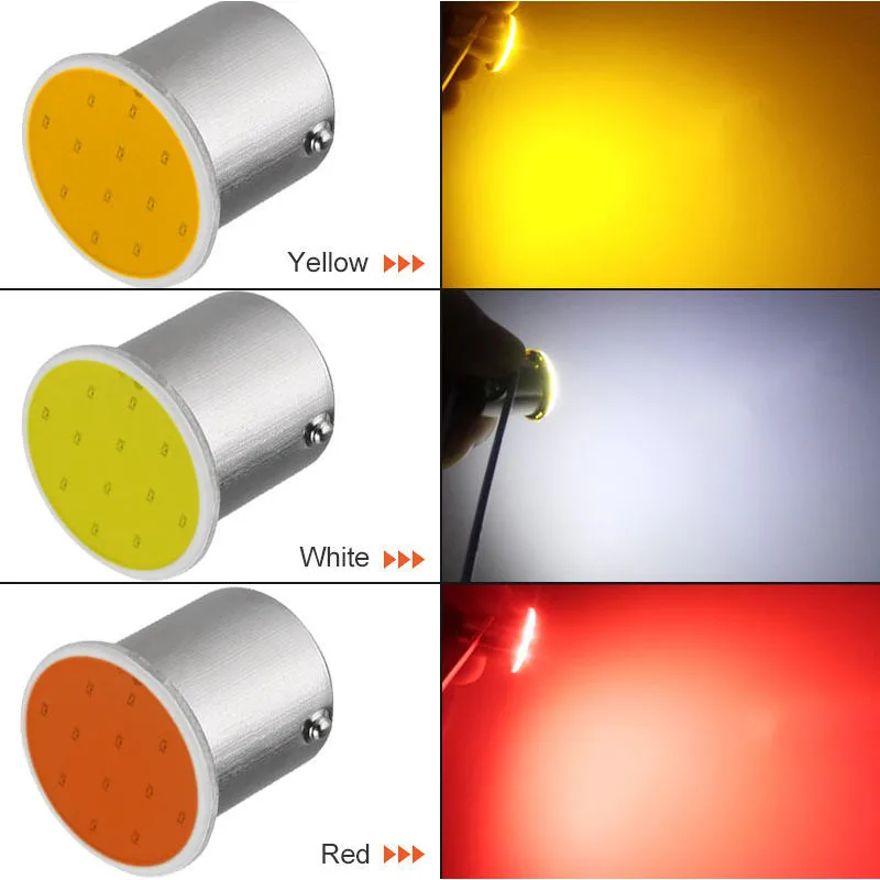 

1x S25 P21W 1157 Bay15d 1156 BA15S COB Car motorcycle LED bulb Turn Signal Reverse lamp Parking Brake Light steering driving Red