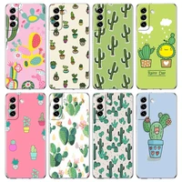 cute cactus phone case for samsung galaxy s20 fe s21 ultra s10 plus s10e note 20 10 lite m31 m22 m32 m12 m02 soft clear cover
