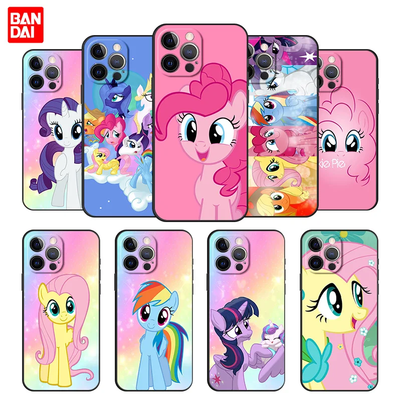 

My Little Pony Horse Anime Case for iPhone 13 12 11 Pro Max SE 2020 12pro 13pro Mini Silicone Phone Coque Black Protection Cover