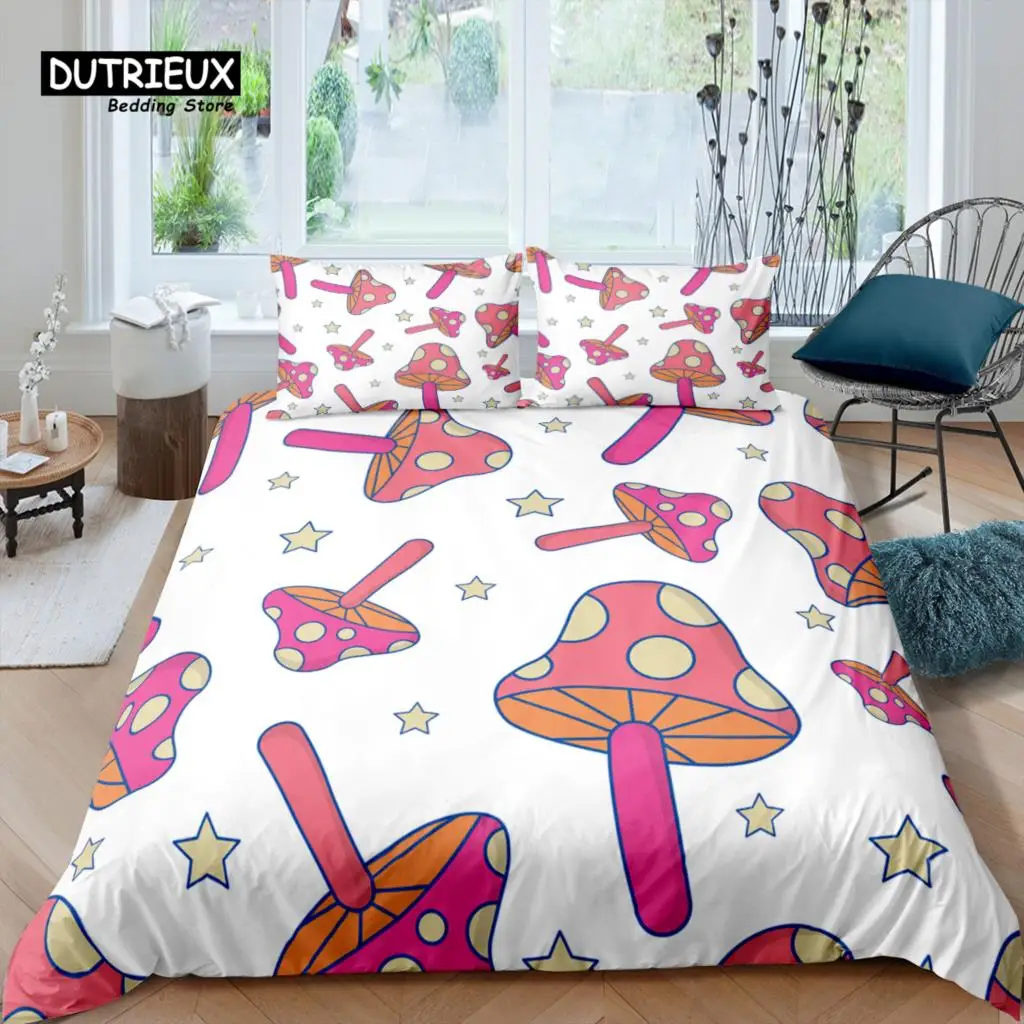 

Домашний роскошный набор постельного белья 3D цвета с грибами звезда пододеяльник наволочка Королева и Кинг размеры EU/US/AU/UK одеяло постельное белье
