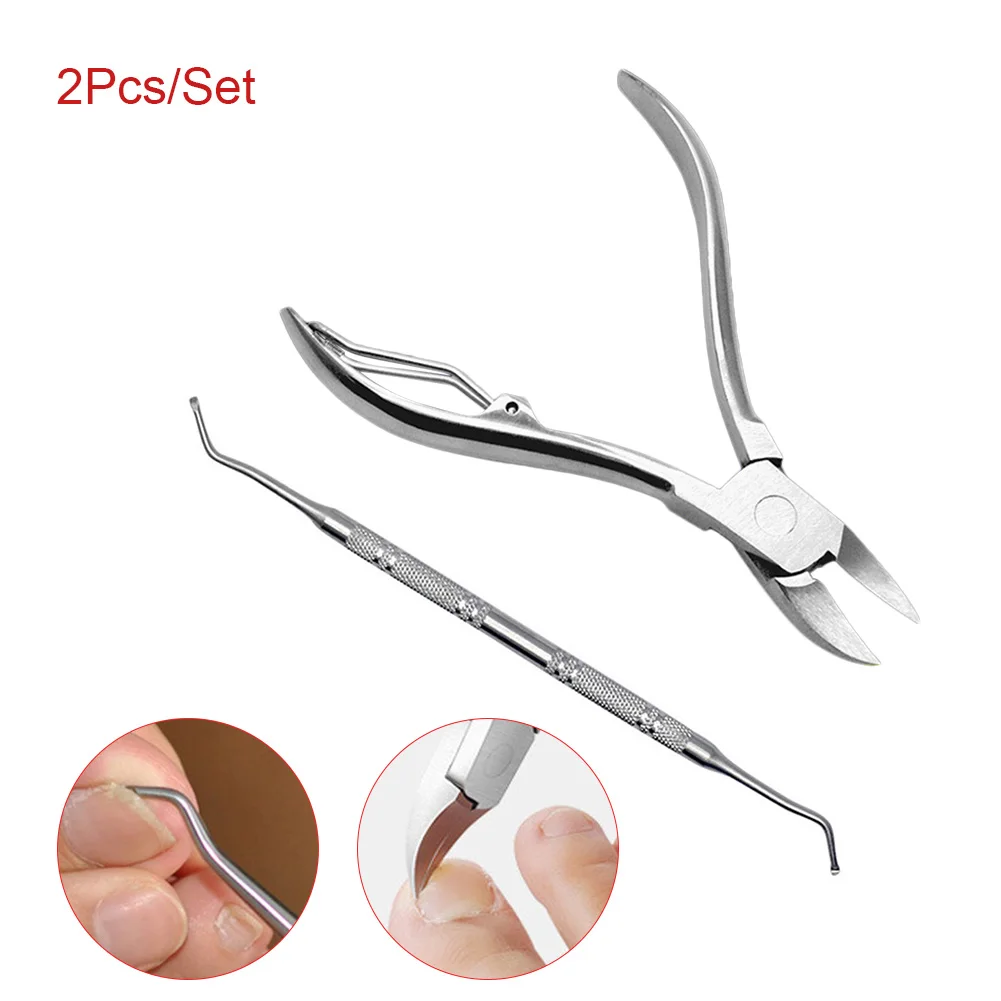 

2 Pcs/Set Nail Cuticle Cutter Pusher Callus Remover Stainless Steel Nail Care Pedicure Dead skin pliers Manicure Tool