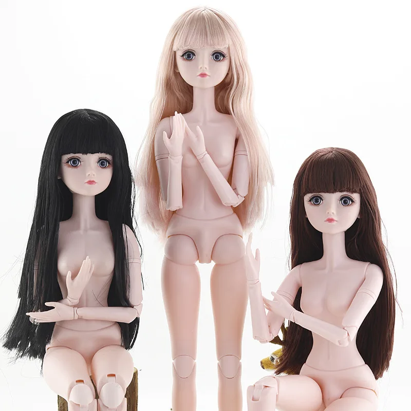 New 60 CM 1/3 Bjd Doll 22 Movable Joint Powdery Muscle 4D Simulation Eyelashes Long Hair Fashion Beautiful Makeup Girl Gift Toys