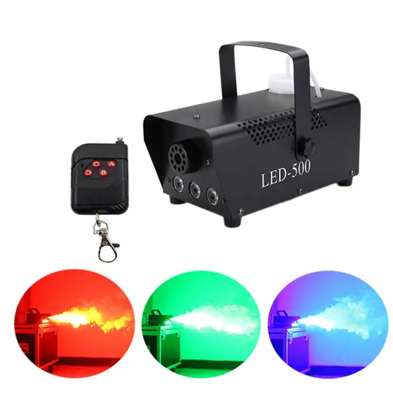 

New RGB 500W Stage Light Disco Colorful Smoke Machine Mini LED Remote Fogger Ejector Dj Christmas Party Stage Light Fog Machine