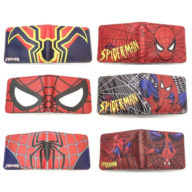 Super Cool Spiderman Anime Short Wallet PU Leather Short Wallet Women Men Clutch Cute Small Purse Bag Toy Handbag Gift images - 2