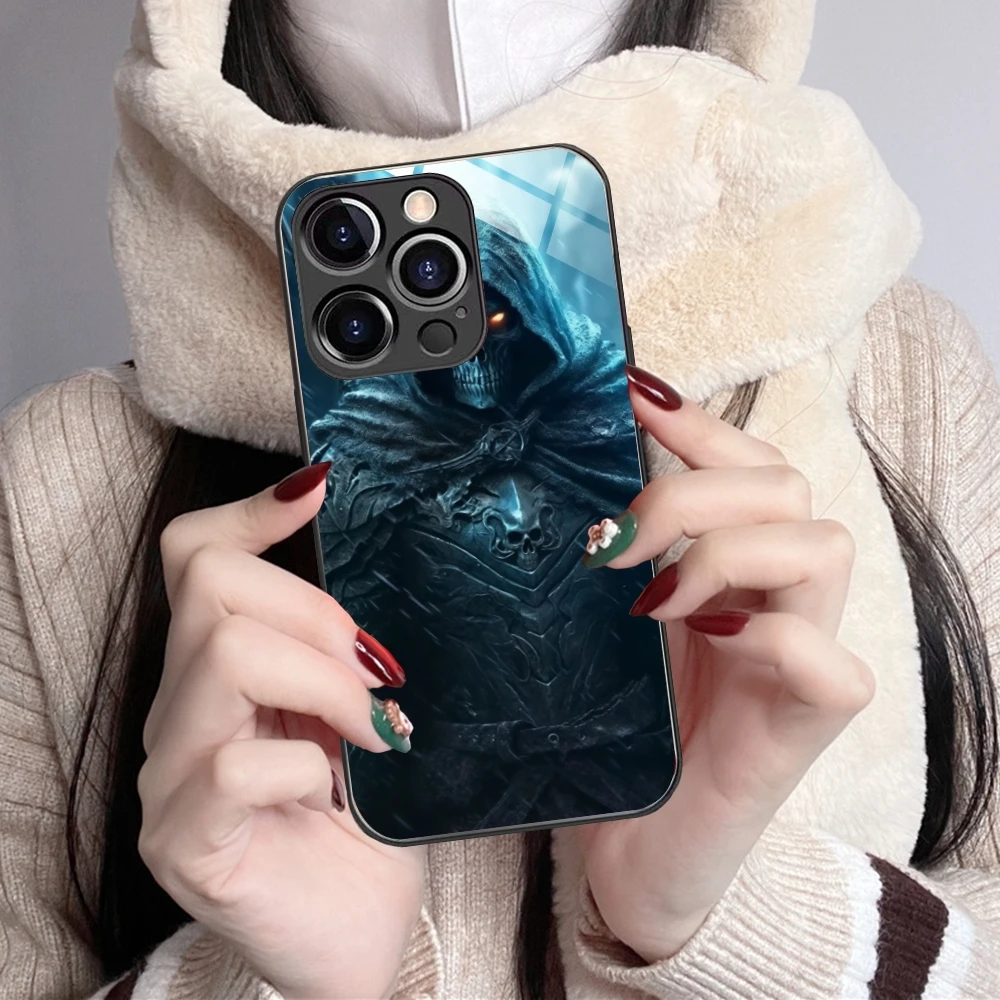 Чехол для мобильного телефона с изображением черепа воина рыцаря iPhone 15 14 13 12 11 X XR