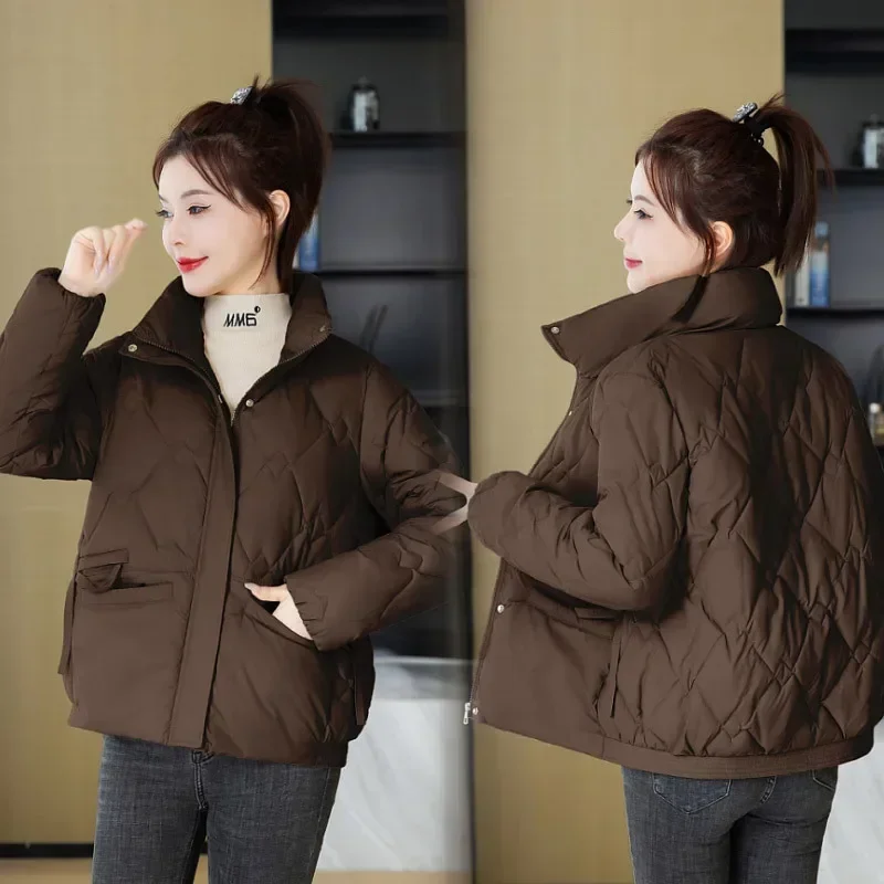 PinkyIsЧерная осенне-зимняя женская куртка-пуховик корейская модная пуховая