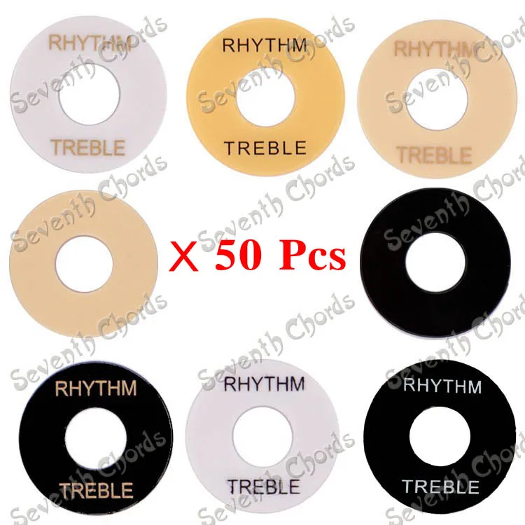 

50 Pcs Plastic Toggle Switch Plate Selector Cover Marker Washer Rythm/treble Ring for LP Electric Guitar - 8 Color for choose