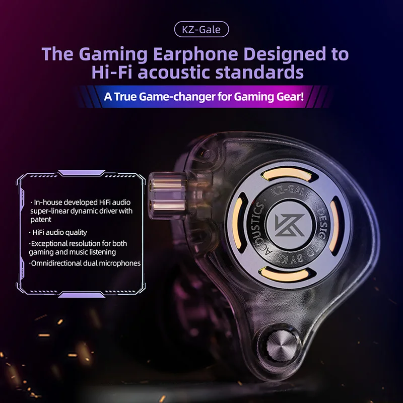 Фото Предварительный заказ KZ Gale-вкладыши с суперлинейным драйвером Hi-Fi IEM наушники для игр со съемным посеребренным встраиваемым 2-контактным кабелем №3