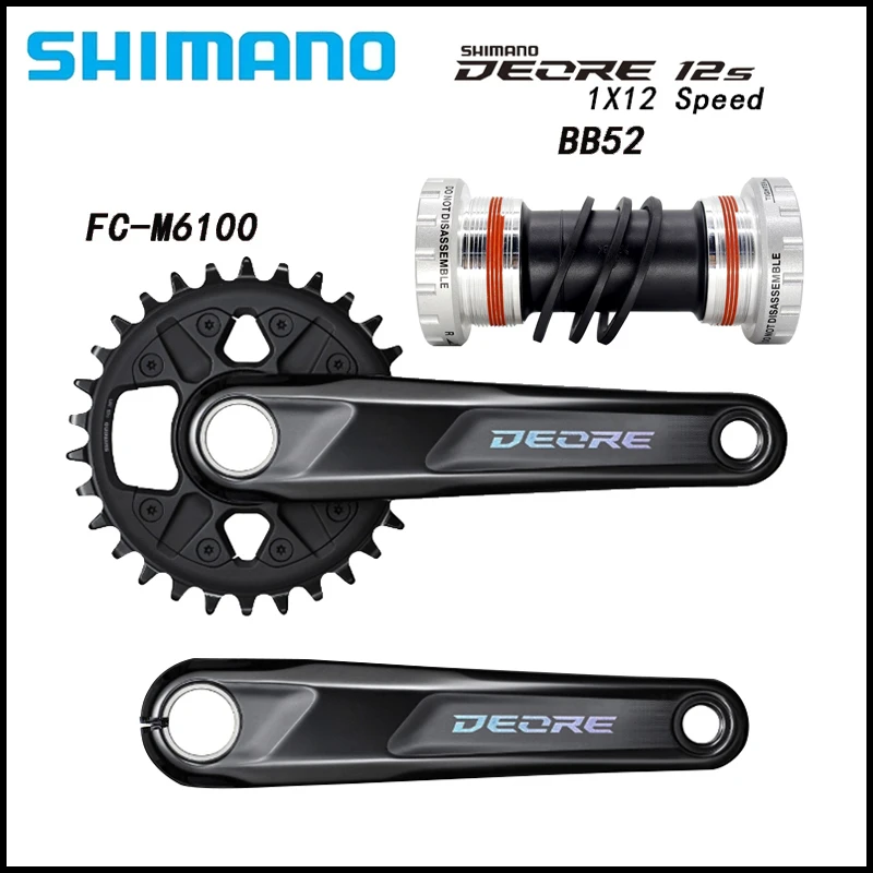 SHIMANO DEORE FC-M6100-1 MTB 2-PIECE Crankset 1x12-speed Original parts or with BB52 12V Shimano Saint Crank