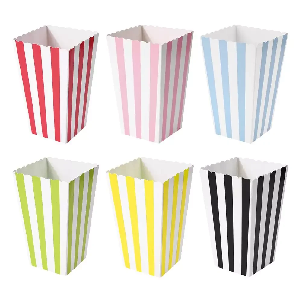 

NEW2022 12pcs Party Box Stripes Dot Pink Gift Box Party Favour Wedding Corn Kid Party Decoration Bags Party Supplies