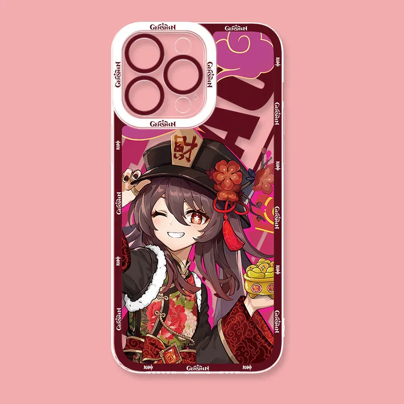 Прозрачный мягкий силиконовый защитный чехол Genshin Lmpact для iPhone 16 Pro Max 15 14 Plus 13 12 11 XR