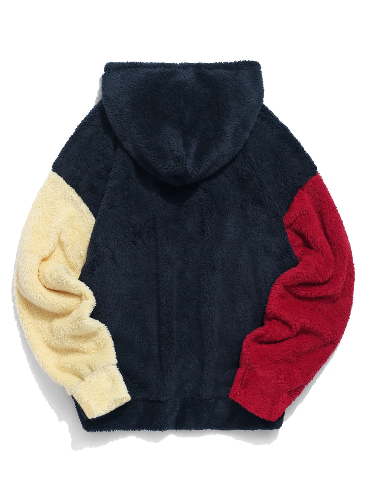 ZAFUL Пуловер с капюшоном из пушистого флиса цветными блоками