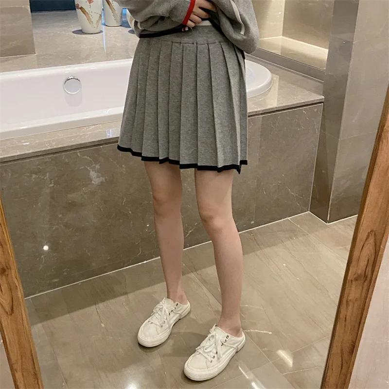 

TB Pleated Skirt Women's 22 Autumn and Winter New Knitting Wool Version Half Skirt A-line High Waist JK Short Skirt Women