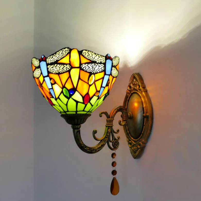 

Wall Lamp Mounted Sconce Fixture Sunflower Pyramid Dragonfly Design Bedroom Glass Decoration Light Hanging Decor