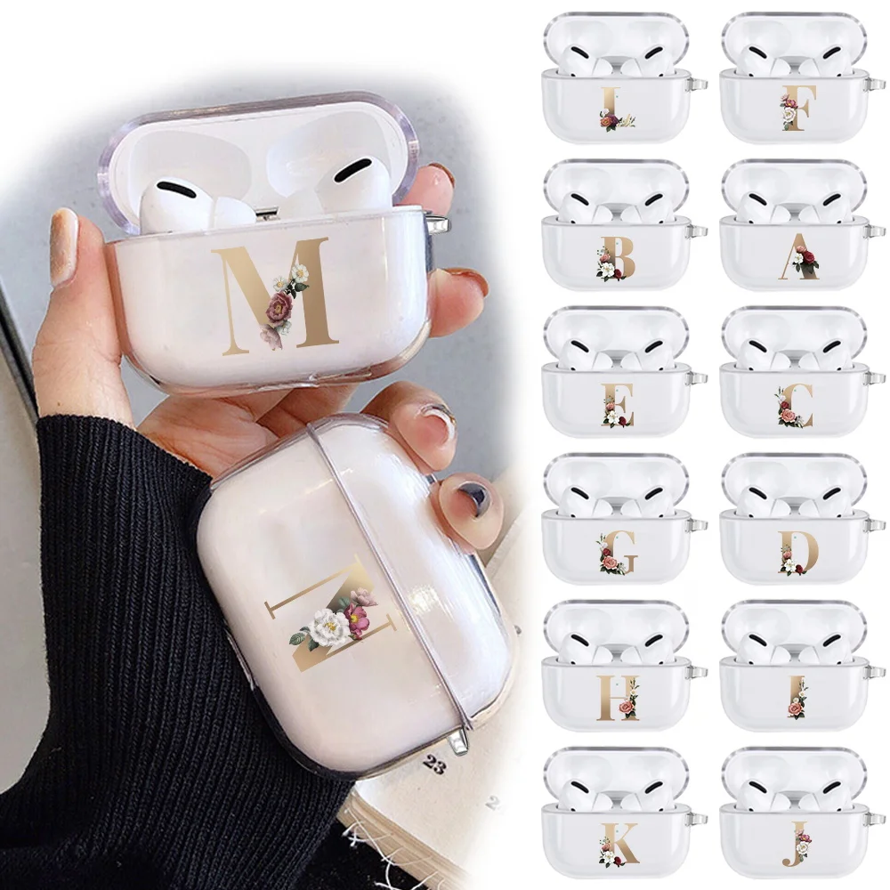 

Silicone Sleeve Cover for Apple Airpods Pro Gold 26 Letters Pattern Shell Wireless Bluetooth Earphone Case Headphone Accessories