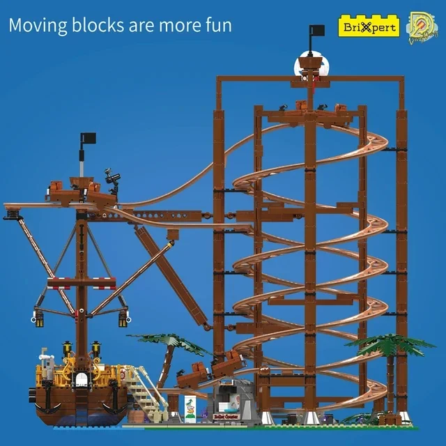 Mold King 11013 креативные петли американские горки с пиратским кораблем строительные