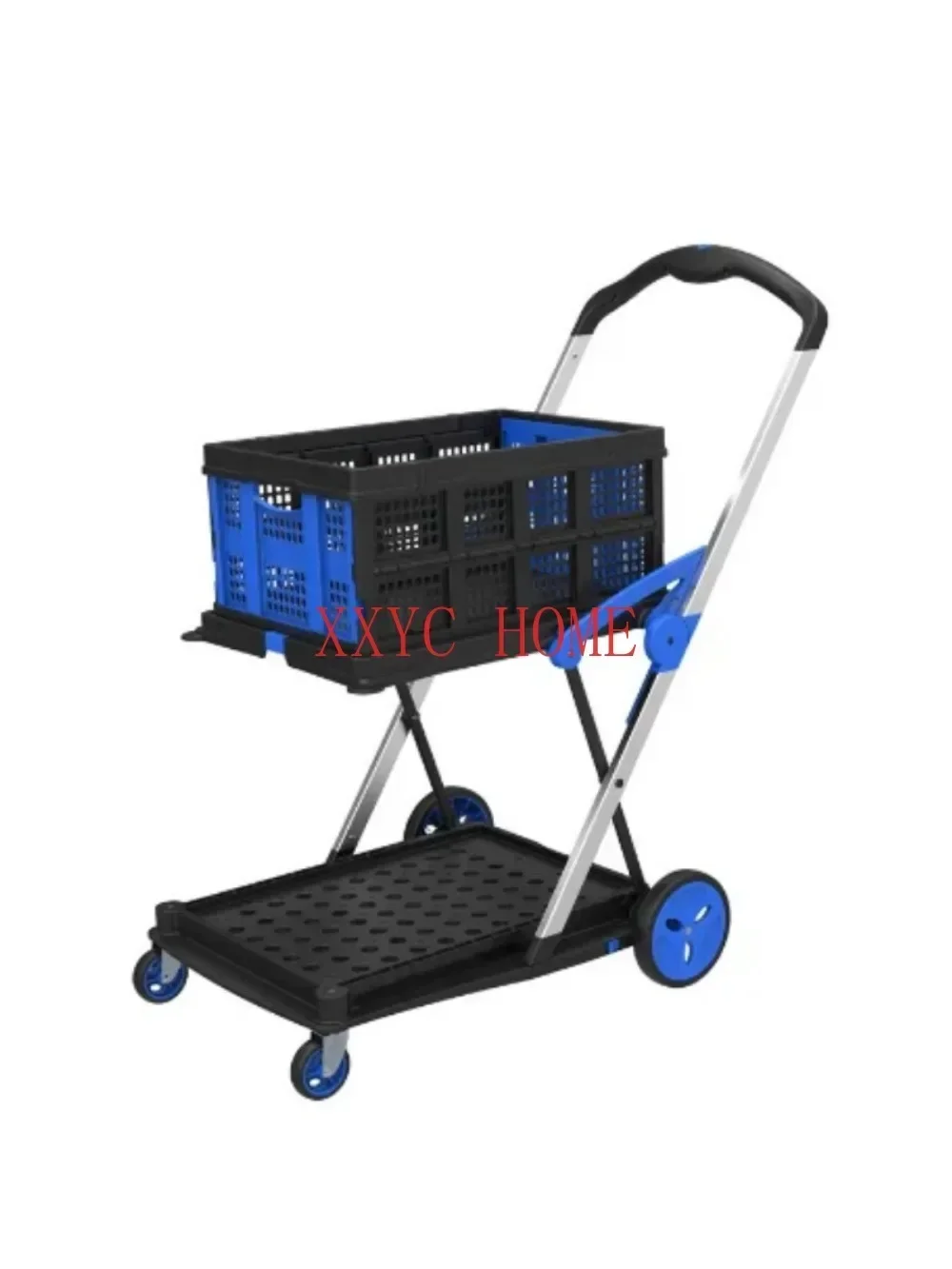 Новые двухслойные складные тележки легкие алюминиевые для покупок с ящиком