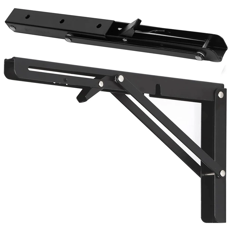 

Folding Shelf Brackets, Heavy Duty L Brackets For Shelves, Floating Shelf Bracket, Black Metal Shelf Brackets & Supports