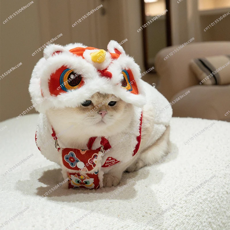 Фото Собака кошка новогоднее платье домашнее животное новогоднее платье лев танцевальная одежда лев танцевальная шапка головной убор лошадь новогоднее приветствие №3