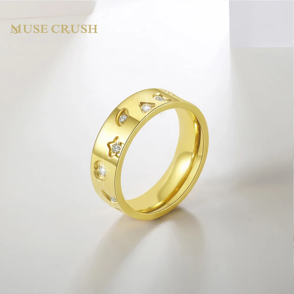 

Luxury Stainless Steel Ring Bling Crystal CZ Finger Rings Cubic Zirconia Ring for Women Wedding Engagement Trendy Jewelry