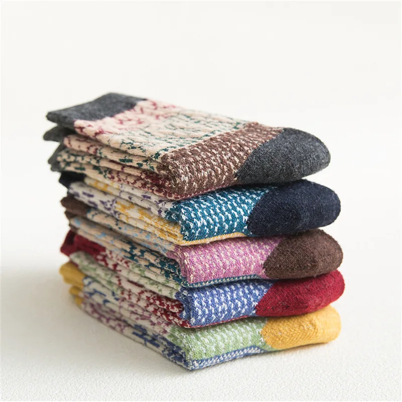 5 Pairs High Quality Autumn Winter Women Wool Socks Warmer Cashmere Thermal Thicken Women Casual Socks