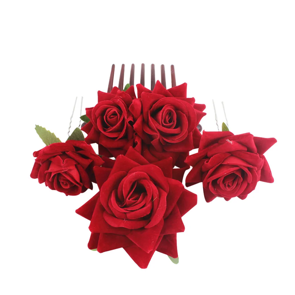 

Comb Hair Rose Flower Floral Wedding Flamenco Dancer Hairstyles Burgundy Red