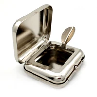 1pc stainless steel square pocket ashtray 6055cm silver metal tray with lids portable ashtra home accessories