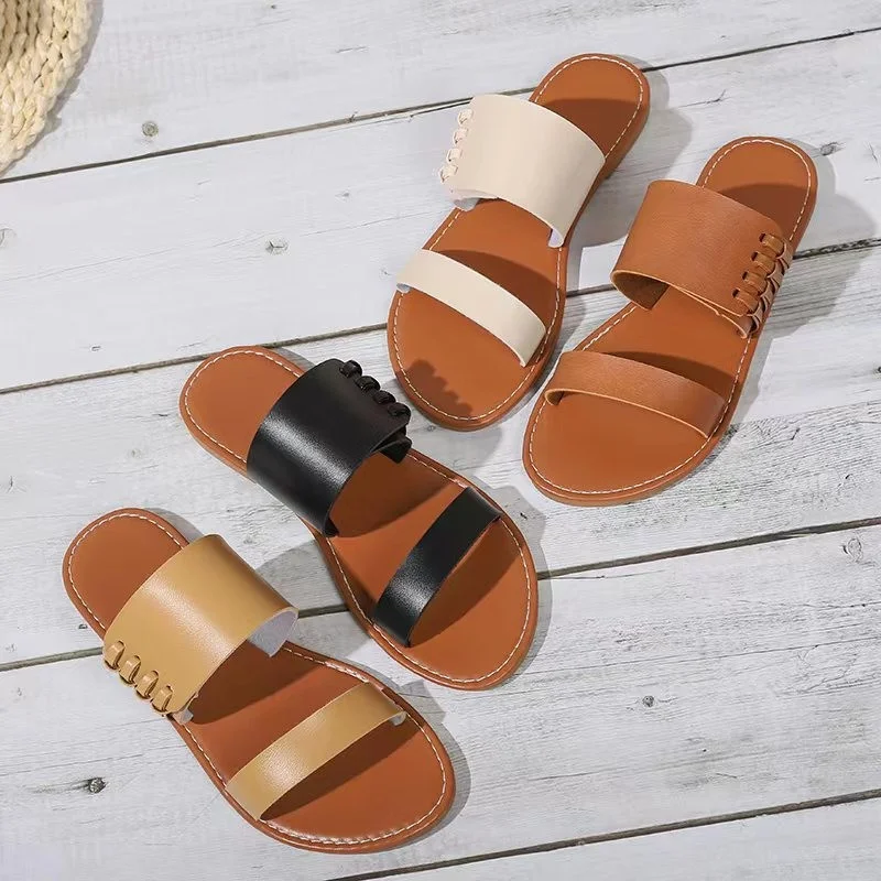 2023 New Fashion Women Sandals Hollow Design Vacation Summer Outdoor Fashion Office-Ladies Flats Ankle-Strap Casual Female Shoes