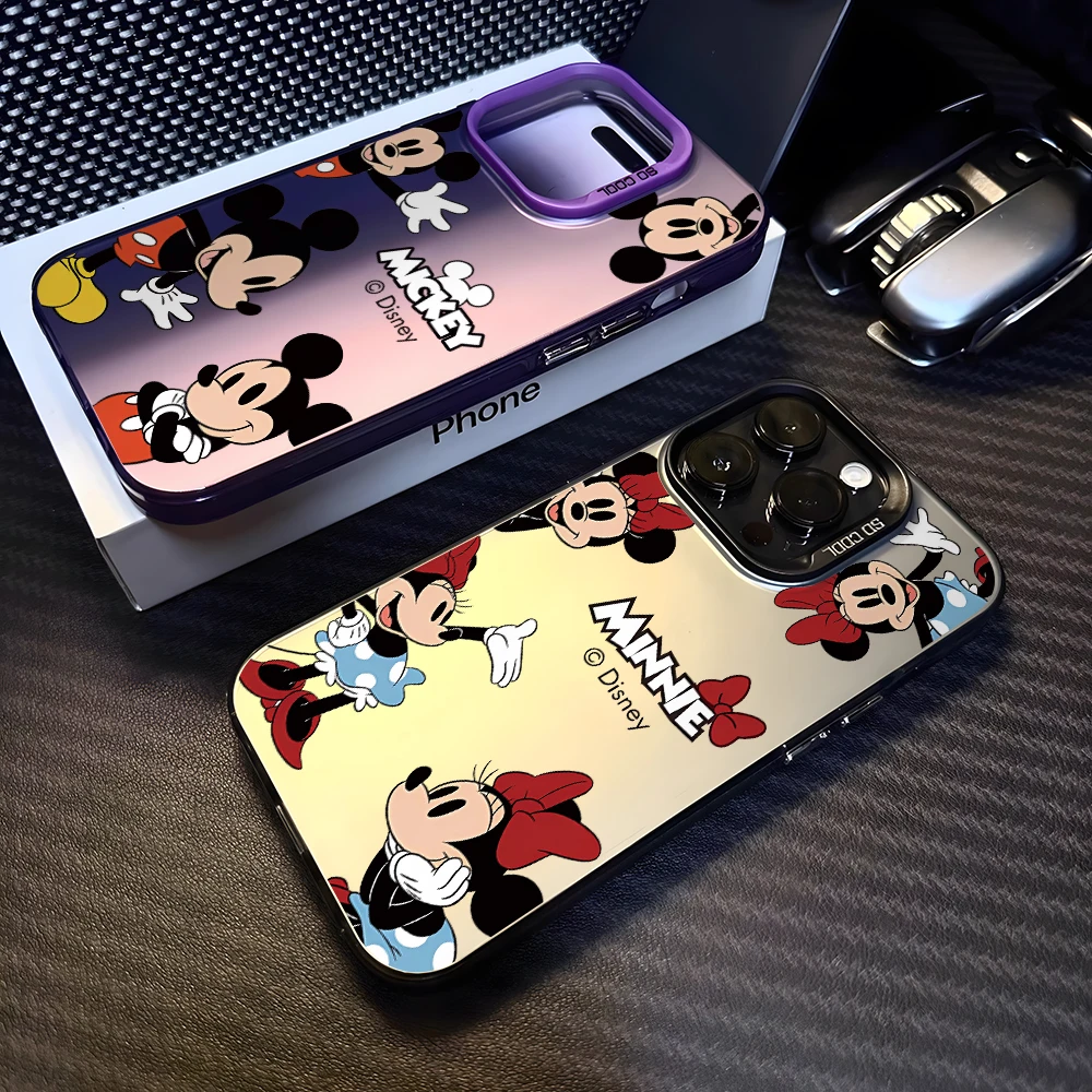 Фото Чехол для телефона Disney с Микки и Минни для iPhone 17 Air, 16, 16e, 15, 14 Plus, 13, 12, 11 Pro Max, X, Xs, XR, 8 – Цветной, серебристый, жесткий чехол №5
