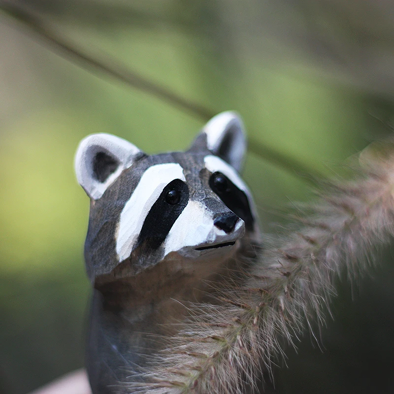Деревянное украшение в виде маленького енота статуя ручной работы украшения