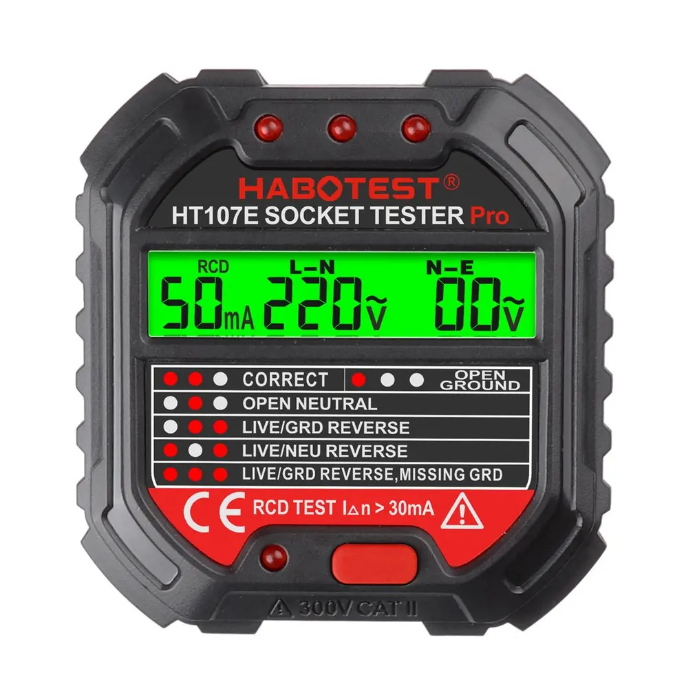 

Circuit Polarity Socket Tester HABOTES GFCI Socket Tester Automatic Electric Circuit Polarity Voltage Detector HT106B
