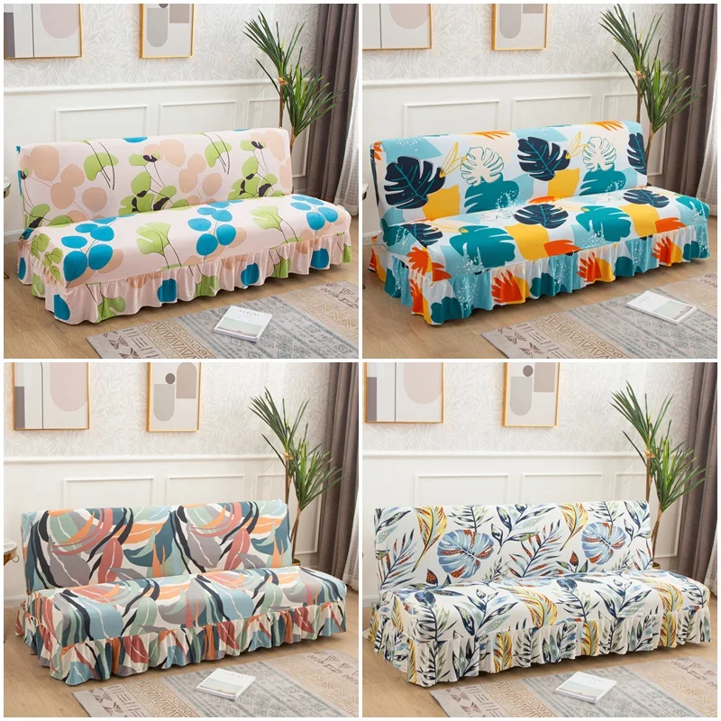 

Leaves Printed Sofa Bed Cover Elastic Couch Covers Universal Size Non Slip Sofa Skirt Covers Furniture Protector Living Room