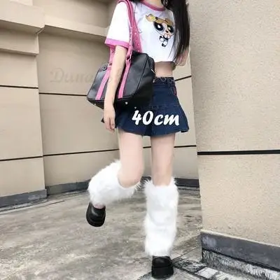 

Y2k Cute Calf Plush Belt Buckle Sockliner Punk Faux Furry Legg Warmer Animal Cosplay Leg Wraps Boot Cover Women JK Accessories