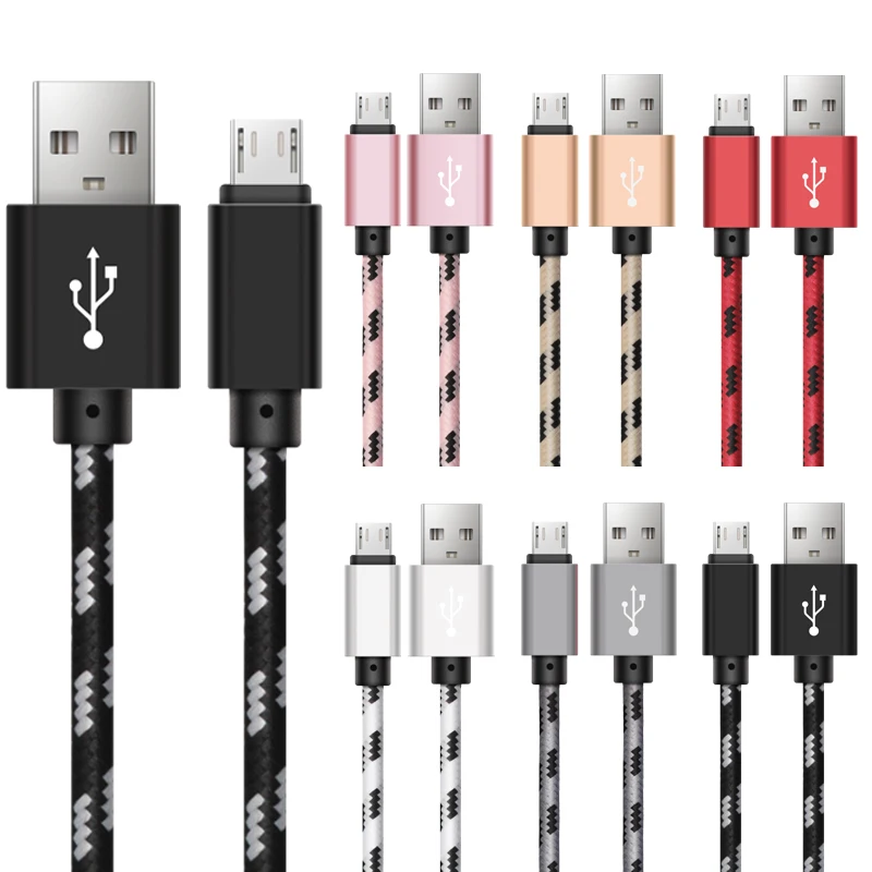 

2m Micro 5pin Usb Cable Usb Fast Charge Nylon Cord Microusb Data Sync for Samsung Xiaomi Huawei HTC Tablet Smartphone Android