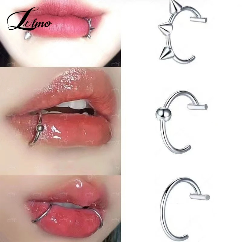 1 adet paslanmaz çelik sahte burun yüzük Hoop Septum yüzükler C klip dudak yüzük küpe sahte burun Piercing kadınlar göbek takısı olmayan deldi