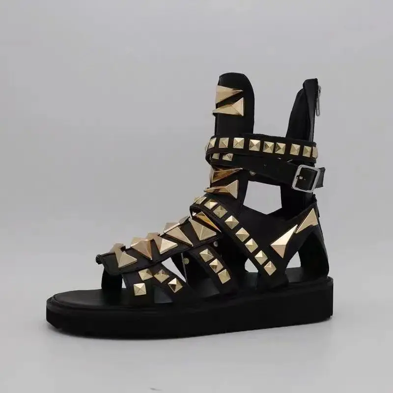 Сандалии мужские из натуральной кожи повседневные туфли на платформе с высоким