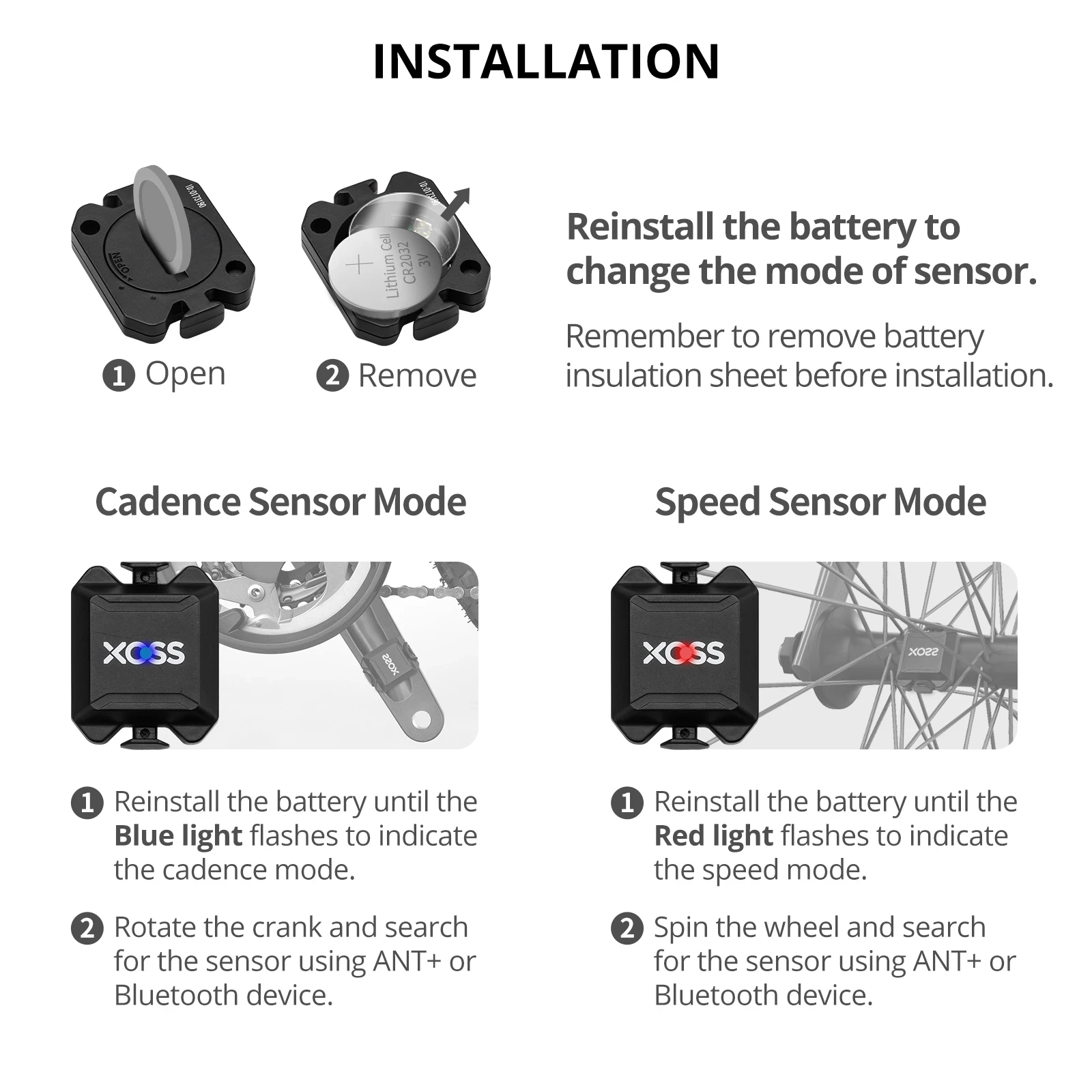 Датчик частоты вращения педалей XOSS велокомпьютер датчик скорости ANT + Bluetooth