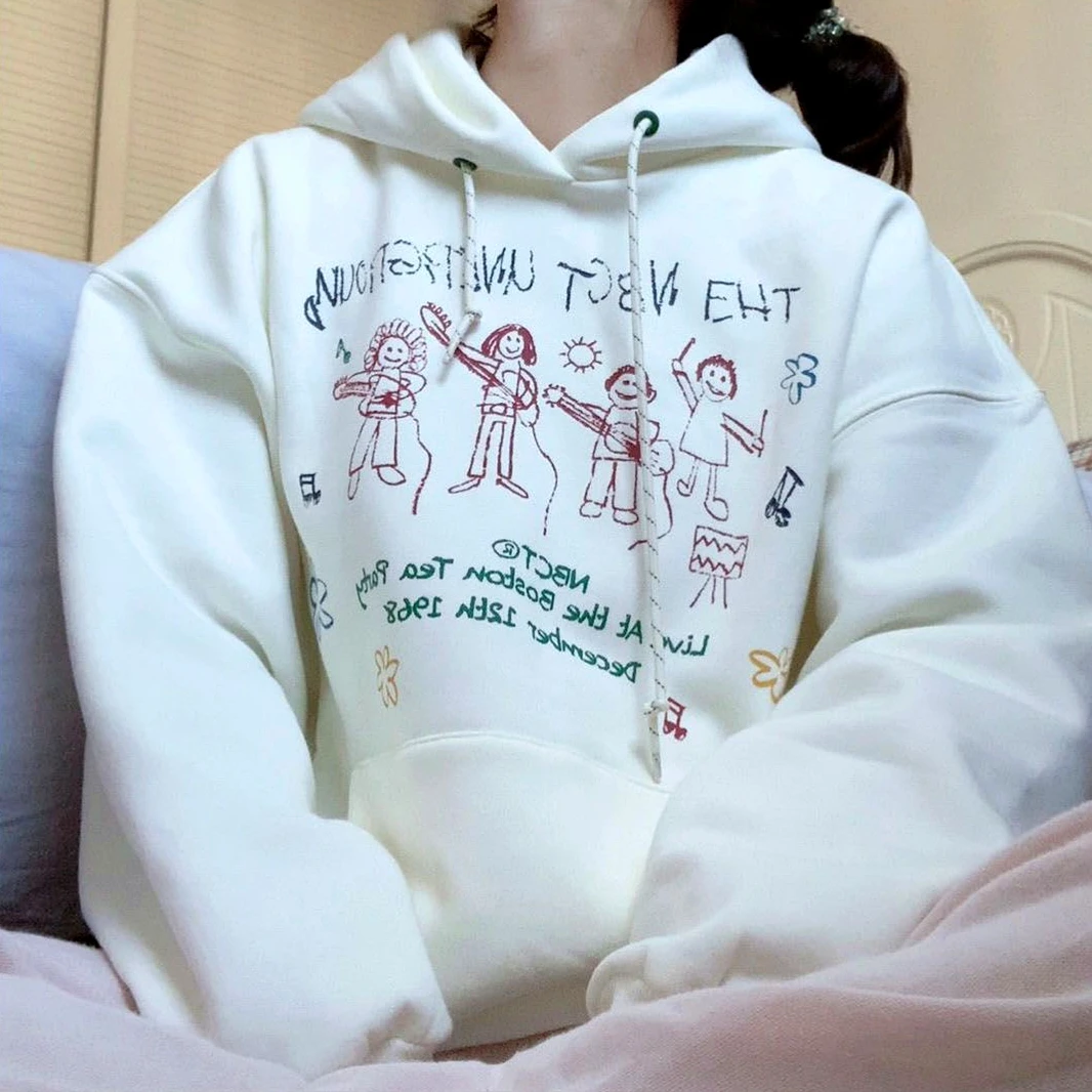 

Harajuku брендовая забавная мультяшная толстовка с граффити толстовка женская кавайная Одежда для девочек Свободная Повседневная зимняя одеж...