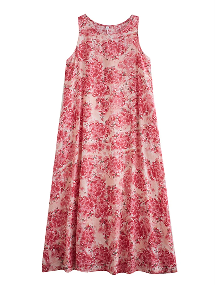 Женское Хлопковое платье с винтажным принтом повседневное Свободное длинное без