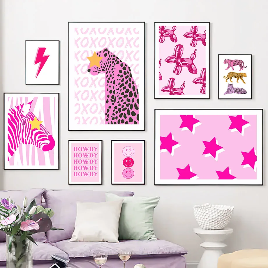 Настенная картина с изображением собаки розового леопарда гепарда шарик-Зебра