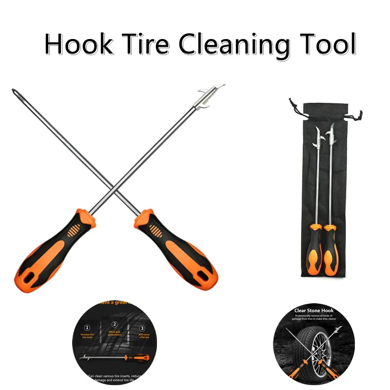 

Car Slot Stones Cleaning Hook Tool Long Reach Tire Cleaning Hook Solt Stone Remover Car Tire Stone Cleaner Tire Repair Tools