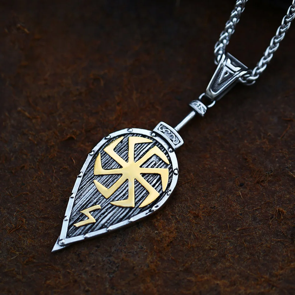 

Retro 316L Stainless Steel Slavic Necklace For Men Fashion Personality Nordic Viking Pendant Necklace Rider Amulet Jewelry Gift