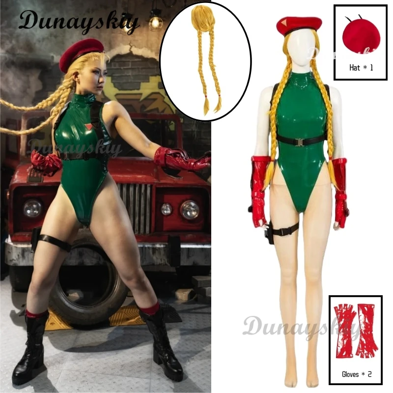 Фото Игра Strreet Fiighter V Косплей Cammy Белый Новое поступление Супер сексуальный костюм для косплея Зеленые комбинезоны Обувь Шляпа для женщин Comic Con №1